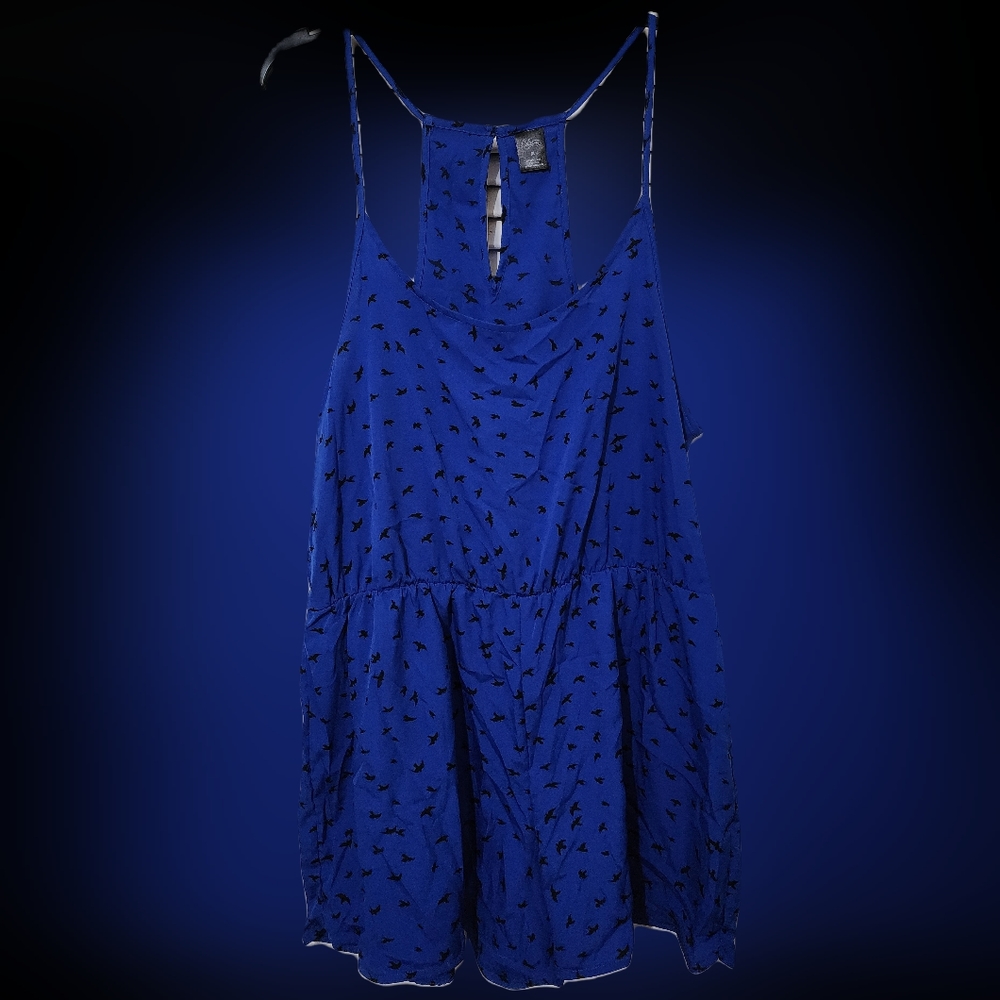 Blue Romper with black birds